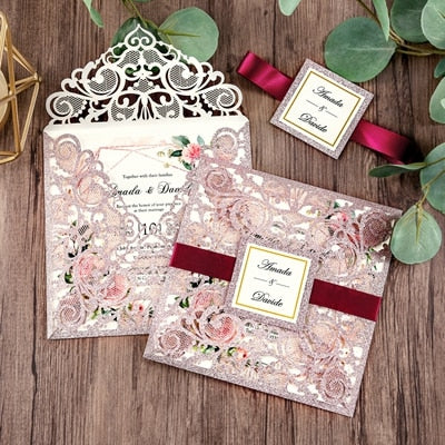 Inviti E Partecipazioni Di Matrimonio - Kit Da 25 Pz Personalizzabili, 9.5x20 Cm - Foto 6
